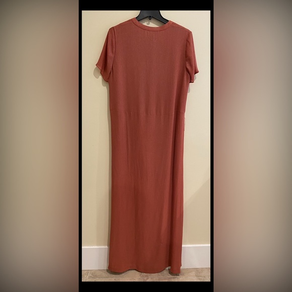 REISS UK Genie Long Maxi Shirt Dress in Augburn Orange - Picture 5 of 7